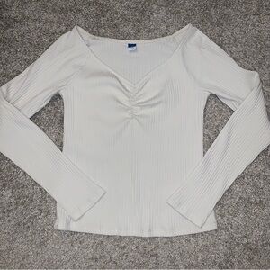 Cute Sweetheart Cream V-Neck Women's Top size M